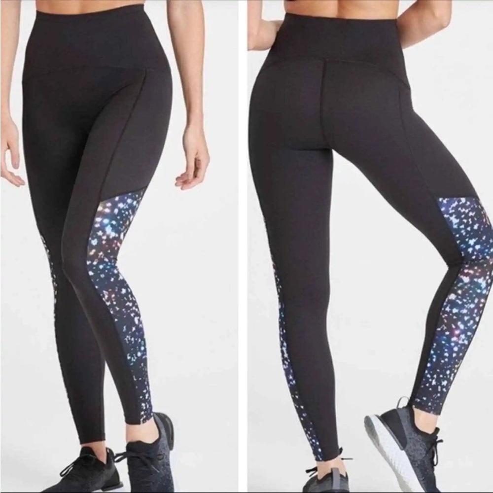 SPANX‎ Booty Boost High Rise Cosmic Active Colorblocked Black Leggings Size M
